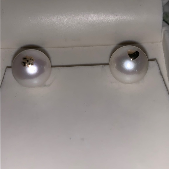 Vintage 18K 12mm Cultured Pearl studs ! - Picture 4 of 11